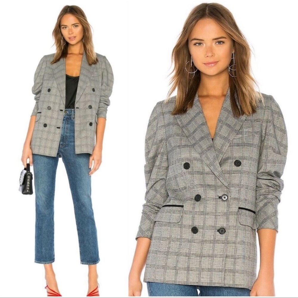 JOIE Tomika Double Breasted Pegged Sleeve Jacket In Caviar Multi